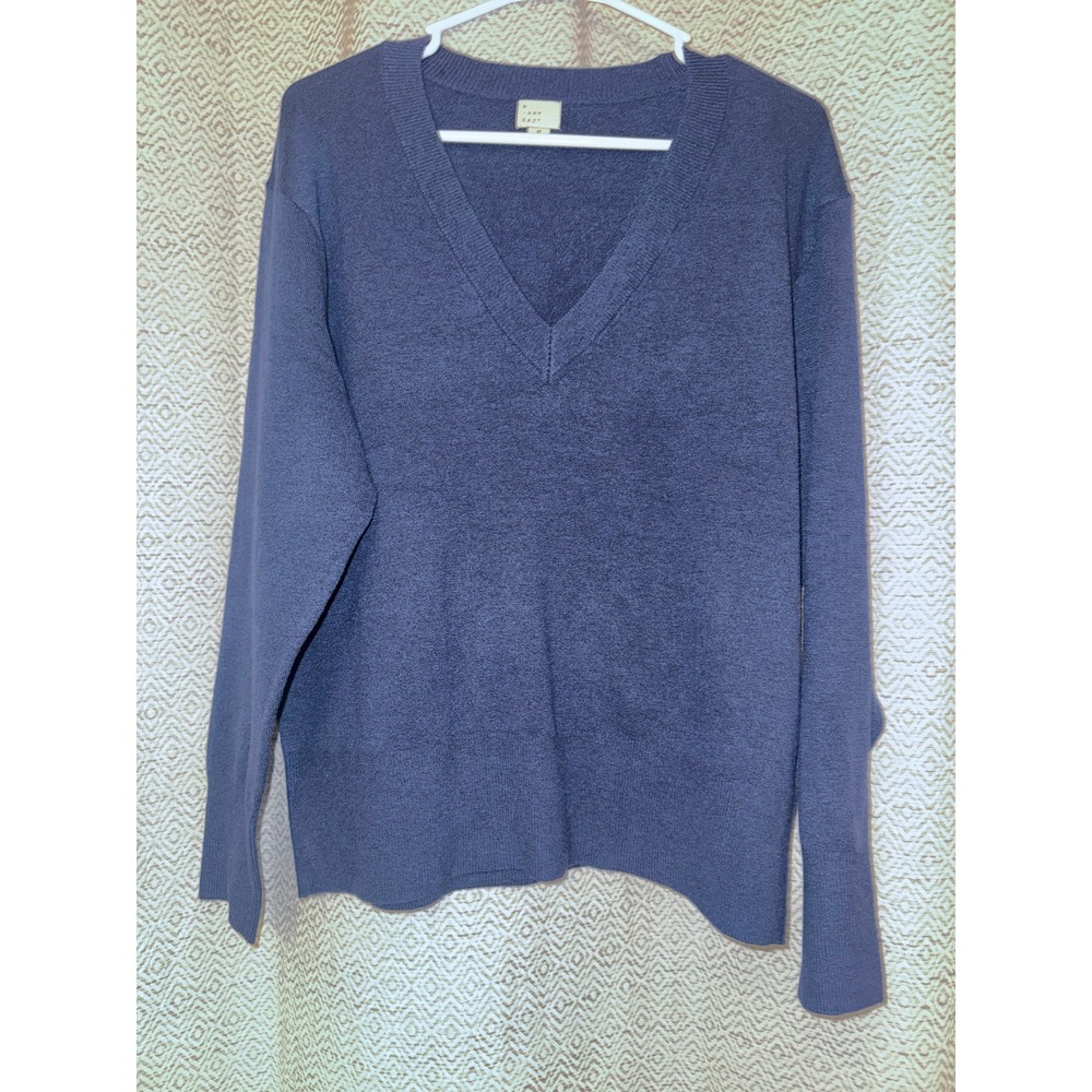 A New Day Navy Blue V-Neck Sweater Mens Medium Recycled Knit Pullover NEW